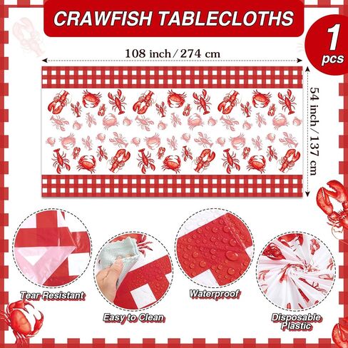 112 Pcs Seafood Crawfish Boil Party Supplies with 50 Crab Lobster Bibs 50 Disposable Gloves 10 Crab Headbands 2 Lobster Tablecloth 108 x 54 Inches Disposable Accessories for Seafood Party in Saudi Arabia