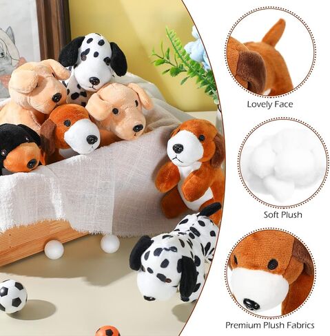 Sosation 20 Pcs Mini Plush Stuffed Puppy Bulk Graduation Party Favor Gift Toy Soft Plush Dog for Easter Goodie Bag Fillers Kids Student Baby Shower Birthday Back to School Carnival Prize in Saudi Arabia