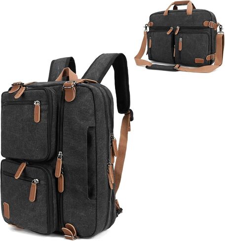 Koolehaoda 3 in 1 Convertible Briefcase Backpack 17.3 inch Laptop Backpack Case Messenger Bag for Men, Multi-Functional Computer Bag for Travel Bussiness Men Women (Coffee) in Kuwait