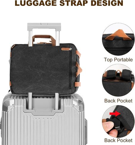 Koolehaoda 3 in 1 Convertible Briefcase Backpack 17.3 inch Laptop Backpack Case Messenger Bag for Men, Multi-Functional Computer Bag for Travel Bussiness Men Women (Coffee) in Kuwait