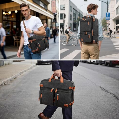 Koolehaoda 3 in 1 Convertible Briefcase Backpack 17.3 inch Laptop Backpack Case Messenger Bag for Men, Multi-Functional Computer Bag for Travel Bussiness Men Women (Coffee) in Kuwait