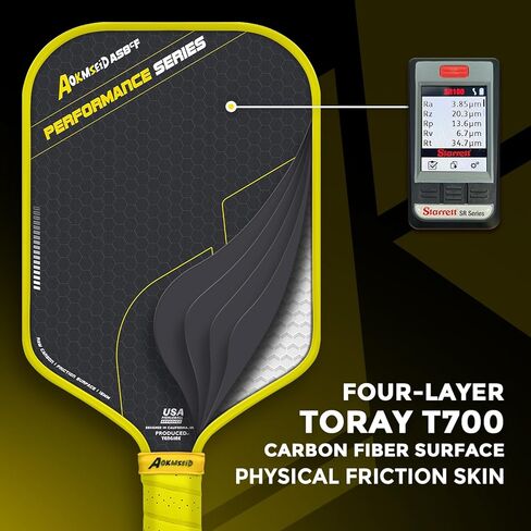 AKs Performance Series Pickleball Paddles - Toray T700 Carbon Carbon Carbon Pickleball Paddle مع سطح الاحتكاك المادي ، لبوليمر قوي 16 مم ، لقطات تحكم جيدة وتدور ، USAPA معتمدة in Saudi Arabia