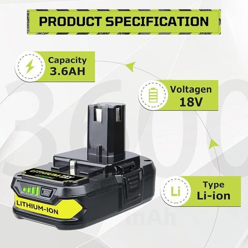 LUMSING 2Pack P102 3.0Ah 18V Lithium-Ion Replacement for Ryobi 18V Battery P102 P103 P104 P105 P107 P108 P109 P190 Compatible with Ryobi Battery Cordless Power Tools in Kuwait