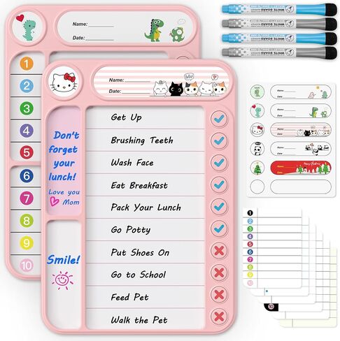 Black Acrylic Magnetic Calendar for Fridge, 2-Pack Monthly & Weekly Dry Erase Calendar Magnet Planning Board Set for Refrigerator/Wall/Glass/Kitchen, Includes 7 Colorful Markers, 17"x12" in Kuwait