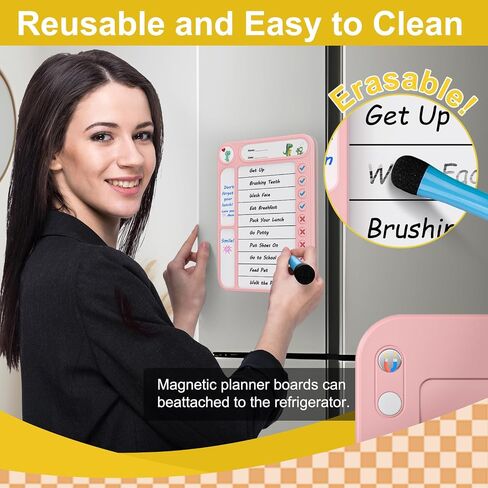 Black Acrylic Magnetic Calendar for Fridge, 2-Pack Monthly & Weekly Dry Erase Calendar Magnet Planning Board Set for Refrigerator/Wall/Glass/Kitchen, Includes 7 Colorful Markers, 17"x12" in Kuwait