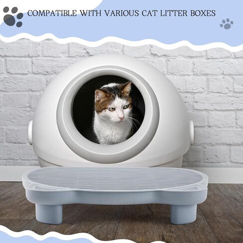 Cat Litter Box Ramp, Litter Box Step Stairs, Adjustable Height with 2 Sets of Different Sized Legs, Double Layered with Sand Filter Function, Washable, Easy to Clean and Install in Kuwait