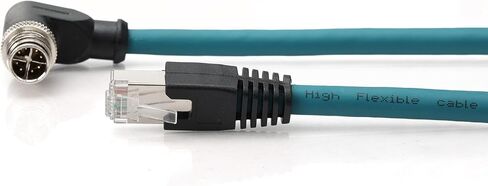 كابل M12 8 Pin X-Code ذكر إلى RJ45 Cat7e Ethernet محمي لكاميرا Cognex الصناعية (الزاوية اليمنى X-Code، أخضر داكن، 30 سم) in Kuwait