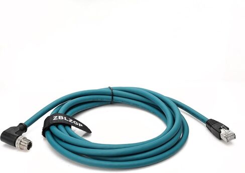 كابل M12 8 Pin X-Code ذكر إلى RJ45 Cat7e Ethernet محمي لكاميرا Cognex الصناعية (الزاوية اليمنى X-Code، أخضر داكن، 30 سم) in Kuwait