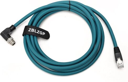 كابل M12 8 Pin X-Code ذكر إلى RJ45 Cat7e Ethernet محمي لكاميرا Cognex الصناعية (الزاوية اليمنى X-Code، أخضر داكن، 30 سم) in Kuwait