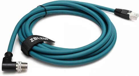 كابل M12 8 Pin X-Code ذكر إلى RJ45 Cat7e Ethernet محمي لكاميرا Cognex الصناعية (الزاوية اليمنى X-Code، أخضر داكن، 30 سم) in Kuwait