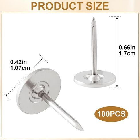 100pcs إبهام المعادن ، دبابيس دفع رأس مسطحة للخدمة الشاقة ، مواد تنجيد لتثبيت الصور ملاحظات زينة الجدار ديكور المنزل- البرونزية in Saudi Arabia