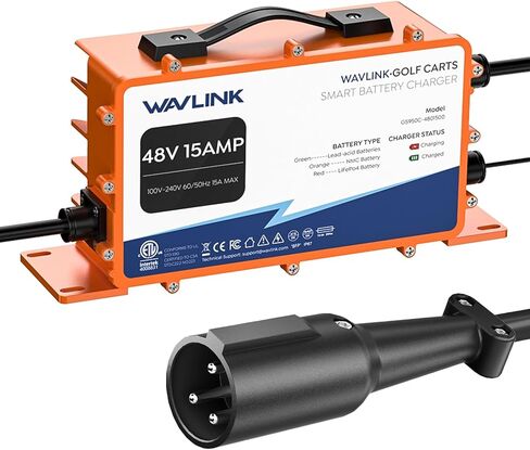 Wavlink Golf Cart Argger ، GS950C-48V 15A MAX ، 810W OUTPUT ، IP67 IP67 ، LIFEPO4/NMC/LEAD-ATAD ACID (قابس ثلاثي المثلثات لـ RXV/TXT) in Saudi Arabia