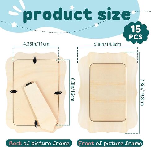 25 حزمة إطارات صور خشبية للحرف اليدوية ، 4 "× 6" صور إطارات صور خشبية DIY غير مكتملة إطارات الصور الدائمة DIY تزيين الخشب لعيد الشكر عيد ميلاد عيد الميلاد in Kuwait