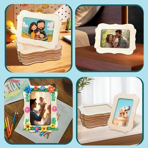 25 حزمة إطارات صور خشبية للحرف اليدوية ، 4 "× 6" صور إطارات صور خشبية DIY غير مكتملة إطارات الصور الدائمة DIY تزيين الخشب لعيد الشكر عيد ميلاد عيد الميلاد in Kuwait