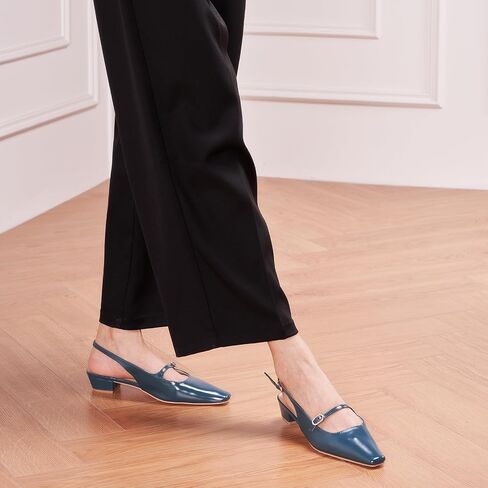 C.Paravano Women's Slingback Slgingals Small Square Toe Slingbacks Flats Clost Block Cheels Slipliable Strap على slingbacks in Saudi Arabia
