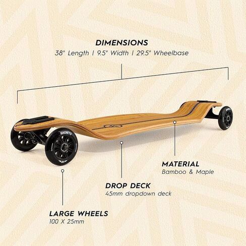 Magneto Longboards Bamboo Longboards للتجول والنحت والنمط الحر والإنحدار والرقص (Drop & Fiberglass عبر الخيزران عبر اللوحة Longboard) in Kuwait