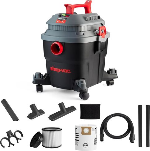 SHOP-VAC 5430096 فراغ رطب/جاف ، 4 جالون ، 4 ذروة HP ، 1.25 بوصة بقطر 7 أقدام ، سلك 15 قدم ، مثالي لموقع العمل ، المرآب ، ورشة العمل والمنزل in Kuwait