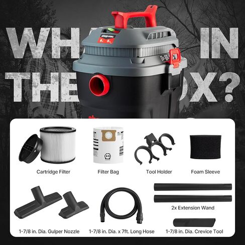 SHOP-VAC 5430096 فراغ رطب/جاف ، 4 جالون ، 4 ذروة HP ، 1.25 بوصة بقطر 7 أقدام ، سلك 15 قدم ، مثالي لموقع العمل ، المرآب ، ورشة العمل والمنزل in Kuwait