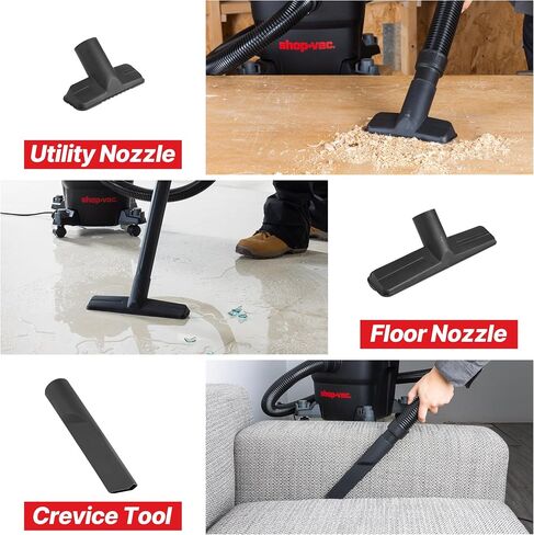 SHOP-VAC 5430096 فراغ رطب/جاف ، 4 جالون ، 4 ذروة HP ، 1.25 بوصة بقطر 7 أقدام ، سلك 15 قدم ، مثالي لموقع العمل ، المرآب ، ورشة العمل والمنزل in Kuwait