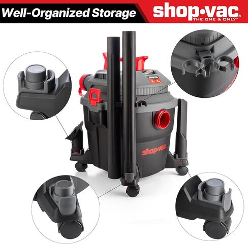 SHOP-VAC 5430096 فراغ رطب/جاف ، 4 جالون ، 4 ذروة HP ، 1.25 بوصة بقطر 7 أقدام ، سلك 15 قدم ، مثالي لموقع العمل ، المرآب ، ورشة العمل والمنزل in Kuwait