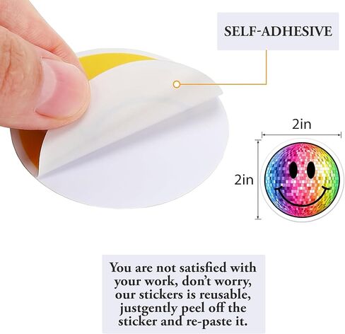 BEATRI Smiley Stickers 50Pcs Smiley Face Vinyl Waterproof Sticker Aesthetic Stickers Decor Smiling Groovy Stickers for Water Bottle Laptop Phone in Kuwait