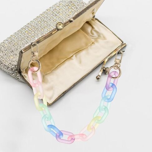 VALICLUD Acrylic Handbag Strap Colorful Rainbow Purse Replacement Chian Crossbody Shoulder Replacement Strap in Kuwait