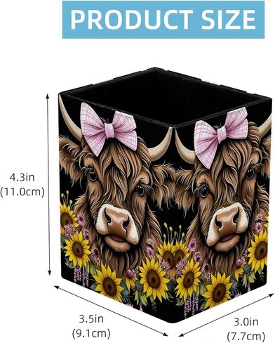 حامل القلم للمكتب ، Highland Cow Daisies Holder Pencies ، Pen Cup Functional Desk Organizer for Office Supplies in Saudi Arabia