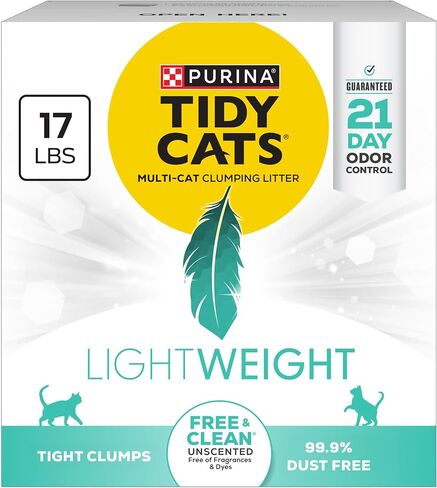 Purina Tidy Cats منخفض الغبار ، والتحكم في رائحة القمامة القطنية ، وخفيفة الوزن خالية ونظيفة غير معقولة ، وقمامة القطة - 12 رطل. in Kuwait