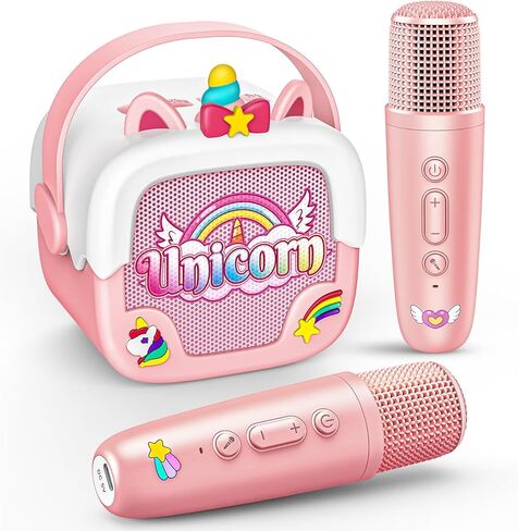 Mini Karaoke Machine for Kids Girls: Unicorn Portable Bluetooth Speakers with 2 Wireless Mic Toys for Girls Age 4-6 7 8 9 Years Old Girl Gifts Birthday Gifts for 5 6 7 8 9 10 11 Years Teens Purple in Kuwait