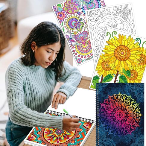 Kalysky Easy and Cozy Adult Coloring Book Set, 3 Stress Relief Coloring Books for Adults Relaxation, Flower Inspirational Quotes Coloring Books in Saudi Arabia