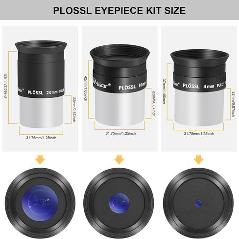 Alstar 1.25 Inch Plossl Telescope Eyepiece Set - 8mm 15mm 40mm Fully Multicoated Optical Lens for 1.25inch Astronomic Telescope and Astronomy Filters - 4 Element Plossl Design in Saudi Arabia