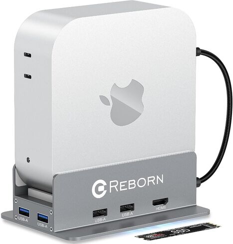Reborn Mac Mini M4 Dock & Case Black | 5-port USB-C HUB مع 5G 3* USB-A 3.0 ، SD TF 3.0 CARD Reader | نقل البيانات عالي السرعة واتصال متعدد الأجهزة لنظام التشغيل Mac Mini M4 و M4 Pro 2024 in Kuwait