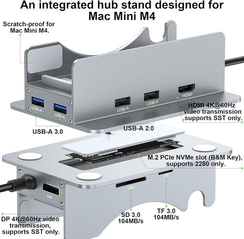 Reborn Mac Mini M4 Dock & Case Black | 5-port USB-C HUB مع 5G 3* USB-A 3.0 ، SD TF 3.0 CARD Reader | نقل البيانات عالي السرعة واتصال متعدد الأجهزة لنظام التشغيل Mac Mini M4 و M4 Pro 2024 in Kuwait