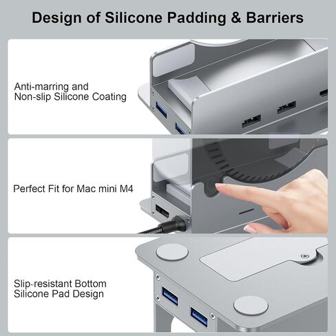 Reborn Mac Mini M4 Dock & Case Black | 5-port USB-C HUB مع 5G 3* USB-A 3.0 ، SD TF 3.0 CARD Reader | نقل البيانات عالي السرعة واتصال متعدد الأجهزة لنظام التشغيل Mac Mini M4 و M4 Pro 2024 in Kuwait