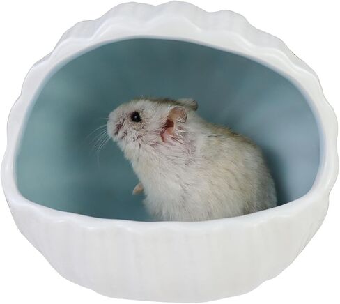 WishLotus Ceramic Hamster Hideout, Adorable Sea Shell Shaped Hamster House, Large-Opening Small Animal Hideout, Small Animal Hideout Habitat Decor for Dwarf Hamsters Gerbils Chinchilla in Saudi Arabia