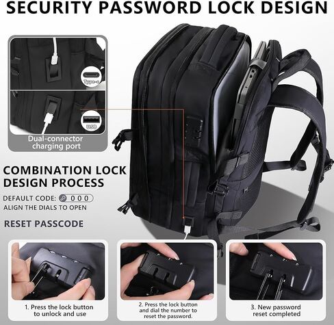 EasySpeed Vacuum Backpack Travel,60L Exapandable Air Compression System,Water Resistant & TSA Anti Theft,Strong Sealing,Available for boarding, Ideal for Travel/Laptop, Black(Vacuum Pump Included) in Saudi Arabia