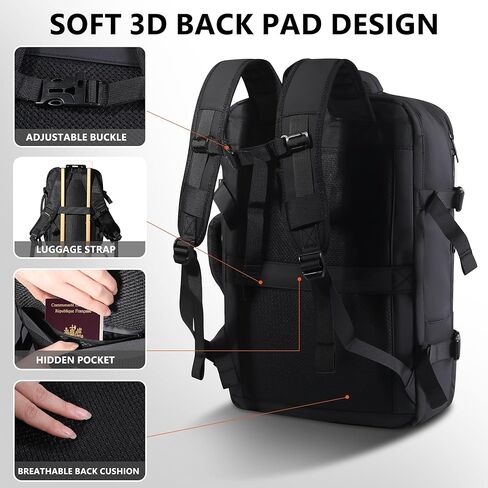 EasySpeed Vacuum Backpack Travel,60L Exapandable Air Compression System,Water Resistant & TSA Anti Theft,Strong Sealing,Available for boarding, Ideal for Travel/Laptop, Black(Vacuum Pump Included) in Saudi Arabia