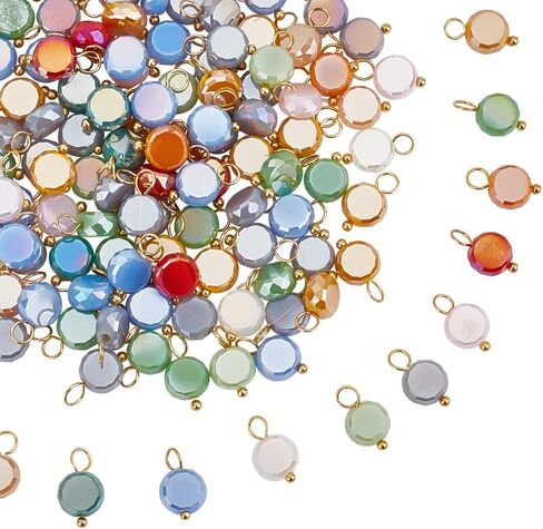 100pcs crackle class cube charms contlull square connectors with اثنين من حلقات الذهب موصلات مربعة مربعة لقرار سوار DIY ثقب المجوهرات: 1.5-2 مم in Kuwait