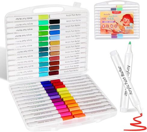 Fanyuetian 36 Colors علامات الطلاء أكريليك خالية من الكحول مجموعة-لوازم فنية متميزة للصخور واللوحة والبالغين الكبار ، حبر غير متكافئ لجميع الأعمار in Saudi Arabia