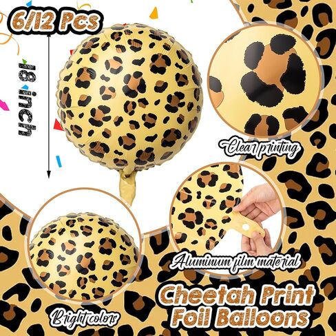 BBTO 6 Pcs 18 Inch Neon Rainbow Leopard Birthday Foil Balloons - Colorful Cheetah Birthday Decorations - Neon Rainbow Leopard Supplies for Birthday Party in Saudi Arabia