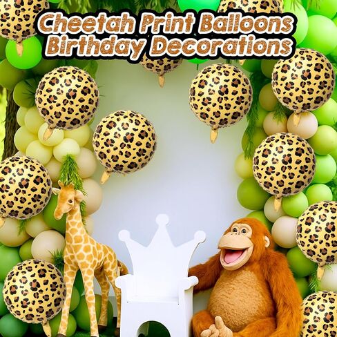 BBTO 6 Pcs 18 Inch Neon Rainbow Leopard Birthday Foil Balloons - Colorful Cheetah Birthday Decorations - Neon Rainbow Leopard Supplies for Birthday Party in Saudi Arabia