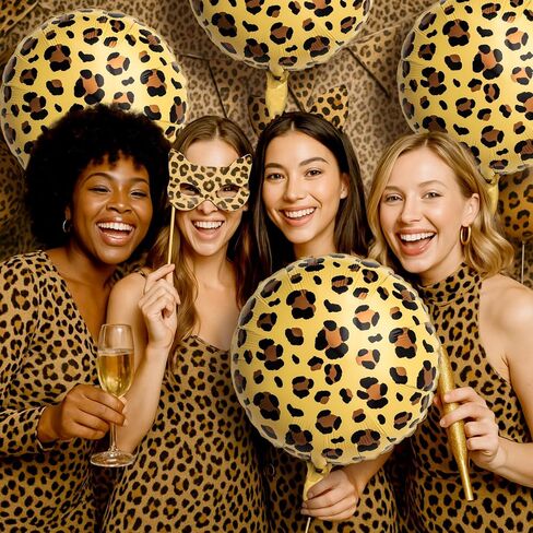 BBTO 6 Pcs 18 Inch Neon Rainbow Leopard Birthday Foil Balloons - Colorful Cheetah Birthday Decorations - Neon Rainbow Leopard Supplies for Birthday Party in Saudi Arabia
