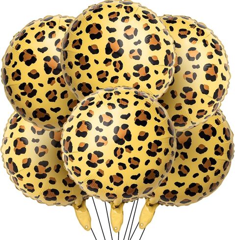 BBTO 6 Pcs 18 Inch Neon Rainbow Leopard Birthday Foil Balloons - Colorful Cheetah Birthday Decorations - Neon Rainbow Leopard Supplies for Birthday Party in Saudi Arabia