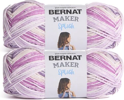 Bernat Maker Splash Hyacinth Yarn - 2 حزمة من 250 جم / 8.8 أوقية - 75 ٪ من القطن 25 ٪ من النايلون - #5 ضخمة - 279m / 305yard in Saudi Arabia