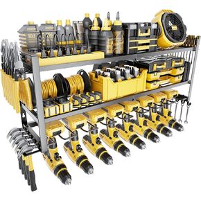 Power Tool Organizer Wall Mount, 3 Layer 8 Drill Holders Tool Storage Rack, Power Tool Shelf Loads 280lbs for Garage, Warehouse, Workshop, Gifts for Men Dad Husband Anniversary Fathers Day in Saudi Arabia