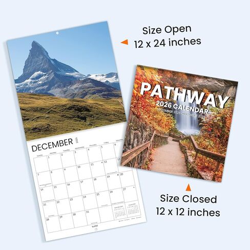 Sunee Calendar 2025 للجدار ، 2025 تقويم الجدار الكبير 12 × 12 بوصة مع 16 شهرًا من الآن إلى ديسمبر 2025 ، ورق لامع كثيف ، 12 "× 24" (مفتوح) ، مسار in Kuwait