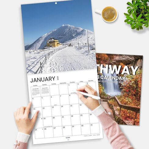 Sunee Calendar 2025 للجدار ، 2025 تقويم الجدار الكبير 12 × 12 بوصة مع 16 شهرًا من الآن إلى ديسمبر 2025 ، ورق لامع كثيف ، 12 "× 24" (مفتوح) ، مسار in Kuwait