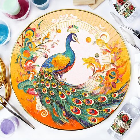 ERSENNQW Tiger in The Flower Cloisonne Painting DIY Craft Kit of Adult Unique Gifts for Artists and Cloisonne Art Beginners Diameter 11.8 in in Saudi Arabia