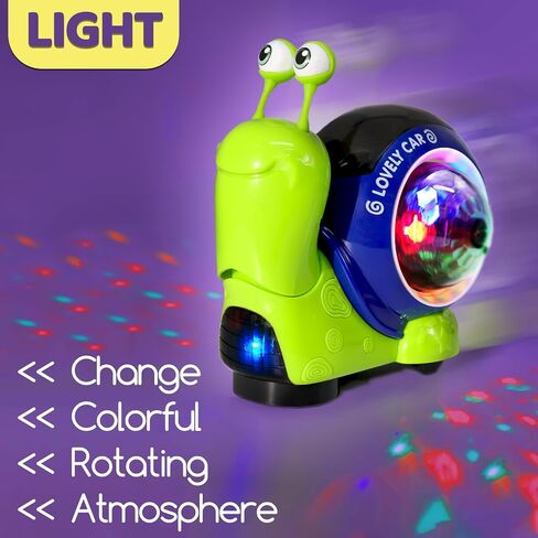 Luminous Crawling Snail Toy for 1 Year Old, Dynamic LED Lights Tummy Time 3-6 Months Baby Walking Sensory Toys 6-12 12-18 Months, Infant Toddlers 1-3 Motor Skills Development Gift in Saudi Arabia