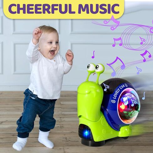 Luminous Crawling Snail Toy for 1 Year Old, Dynamic LED Lights Tummy Time 3-6 Months Baby Walking Sensory Toys 6-12 12-18 Months, Infant Toddlers 1-3 Motor Skills Development Gift in Saudi Arabia